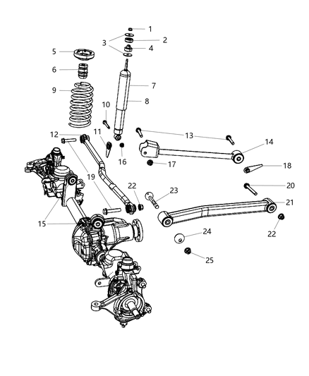 2007 Jeep Wrangler Front Upper Control Arm Diagram for 52059976AC