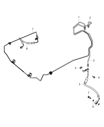 2021 Jeep Gladiator Brake Tubes & Hoses, Front Diagram