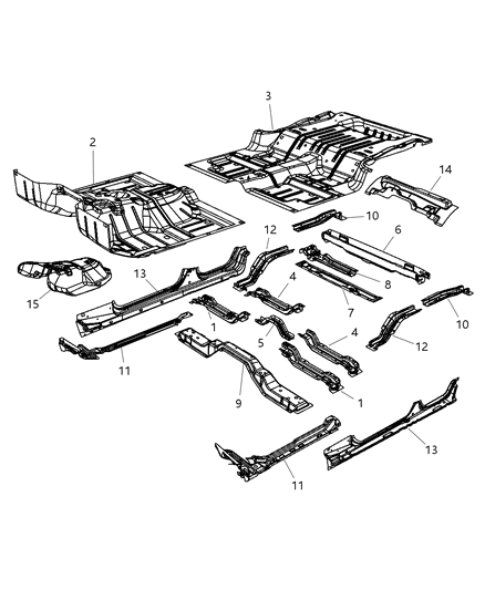 2009 Jeep Wrangler Panel-UNDERBODY Front Diagram for 55395544AD