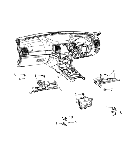 2017 Jeep Grand Cherokee Interior Trim, Seating, Instrument Panel And Floor Console Diagram 2