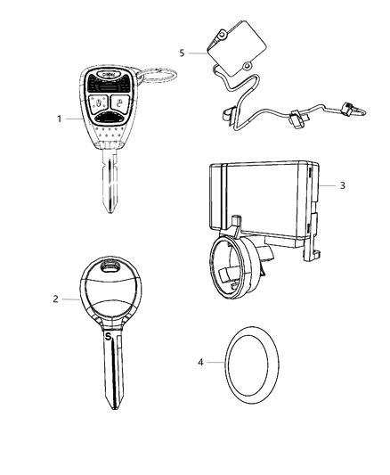 2018 Jeep Wrangler Receiver Modules, Keys & Key Fob Diagram