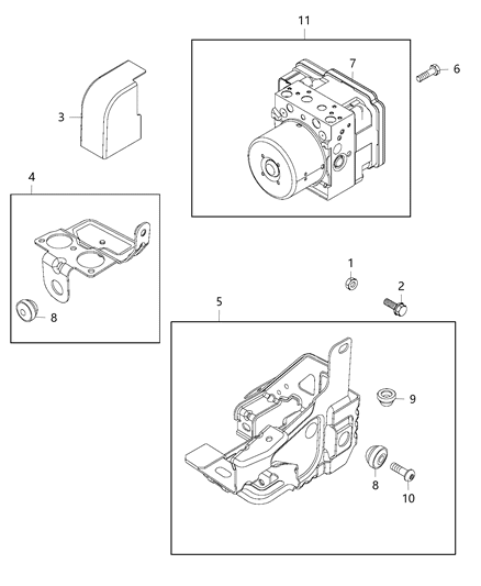 2018 Ram ProMaster City GROMMET-Abs Control Unit Diagram for 68122665AA