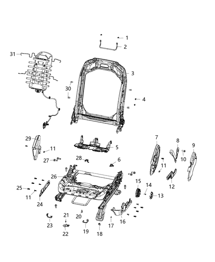 2019 Jeep Wrangler Frame-Front Seat Cushion Diagram for 68276602AE
