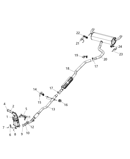 2015 Jeep Cherokee Exhaust Pipe And Catalytic Converter Diagram for 68209543AB
