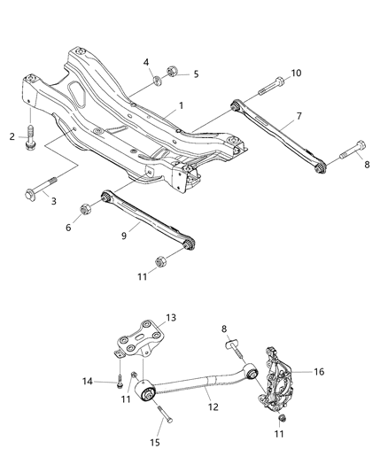 2018 Jeep Renegade Crossmember, Links Rear Suspension Diagram 2