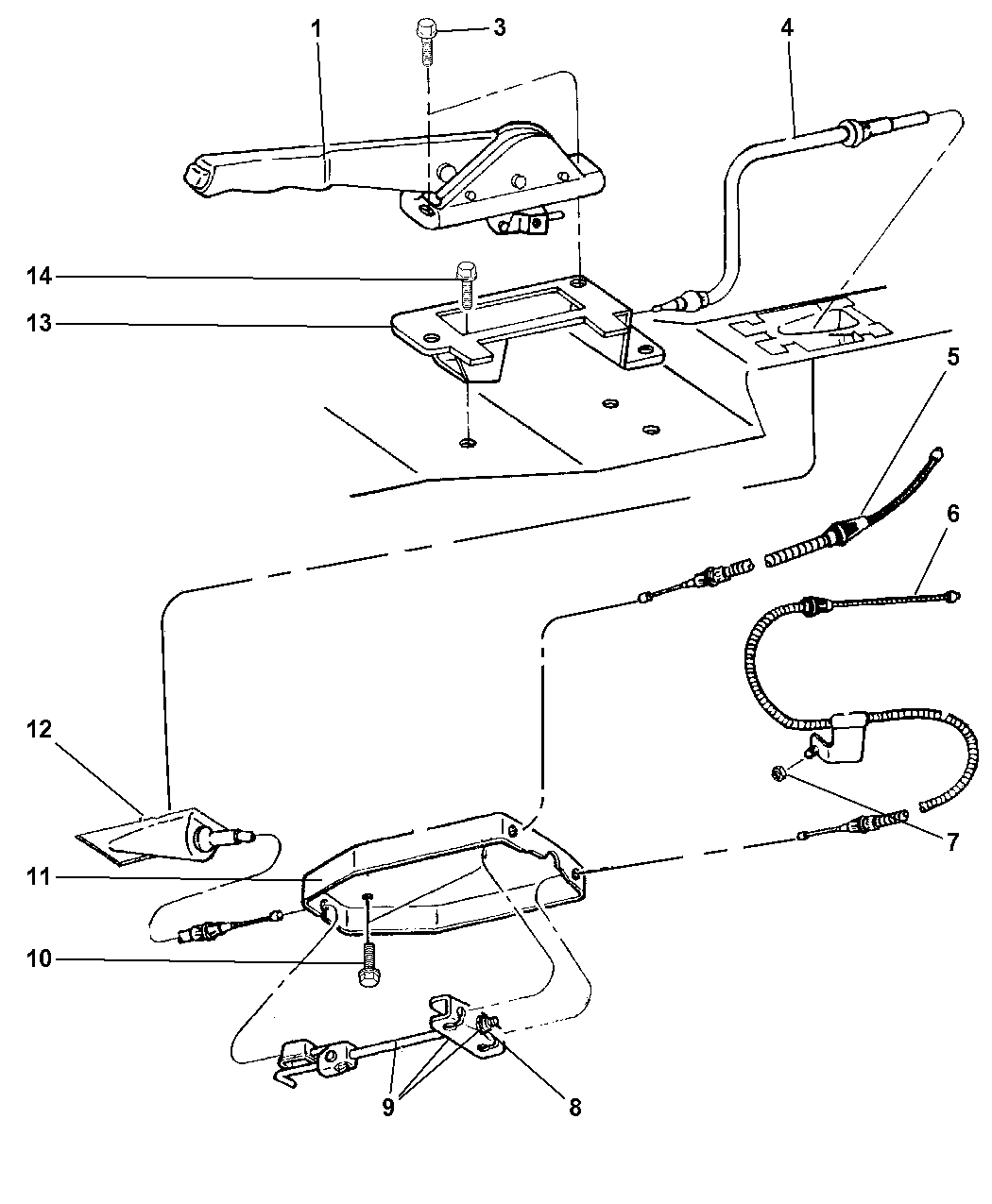 1998 Jeep Grand Cherokee Lever Assembly & Cables Parking Brake