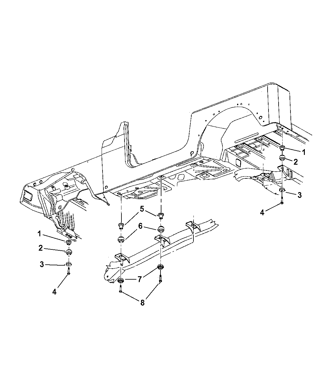 2000 Jeep Wrangler Body Mounting Hardware - Mopar Parts Giant