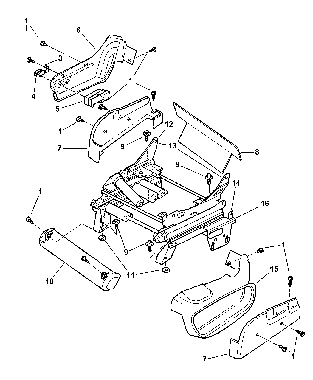 Размер креплений передних сидений Крайслер Вояджер 3