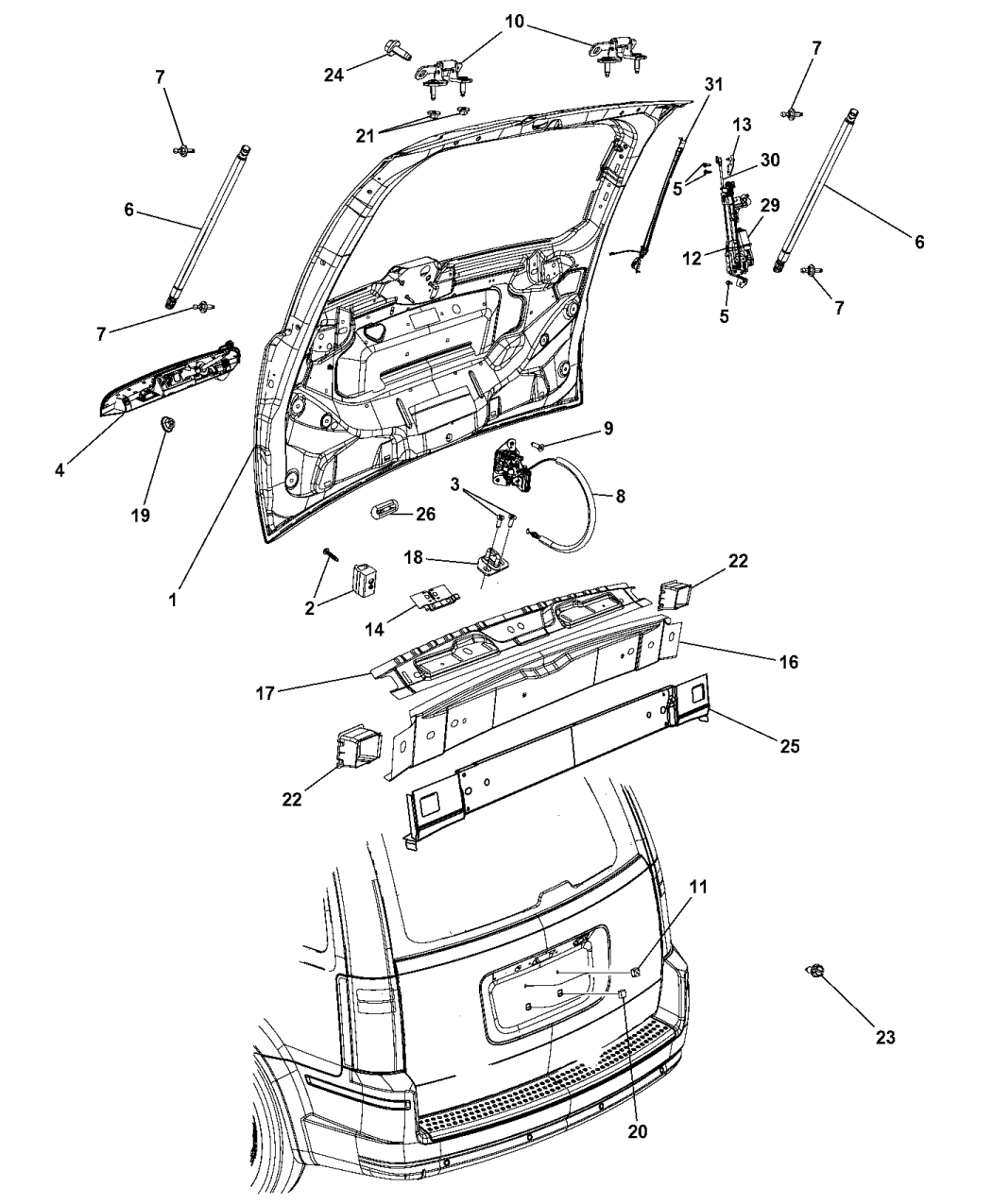 4589243AH - Genuine Mopar LATCH-LIFTGATE