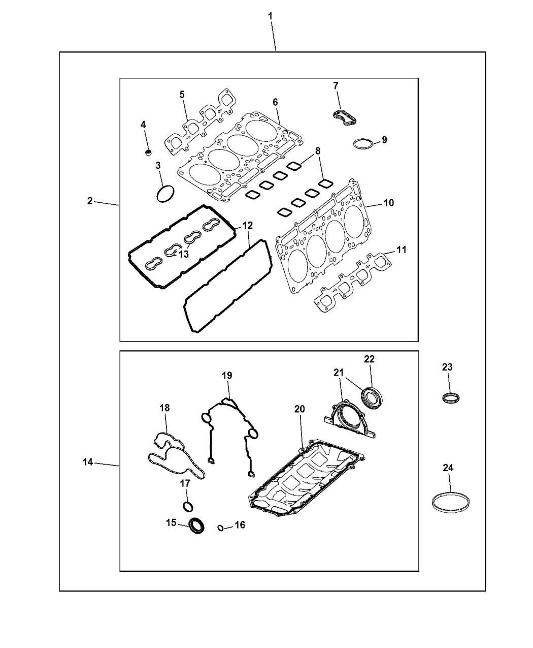 68294132AB - Genuine Mopar GASKET KIT-LONG BLOCK ENGINE