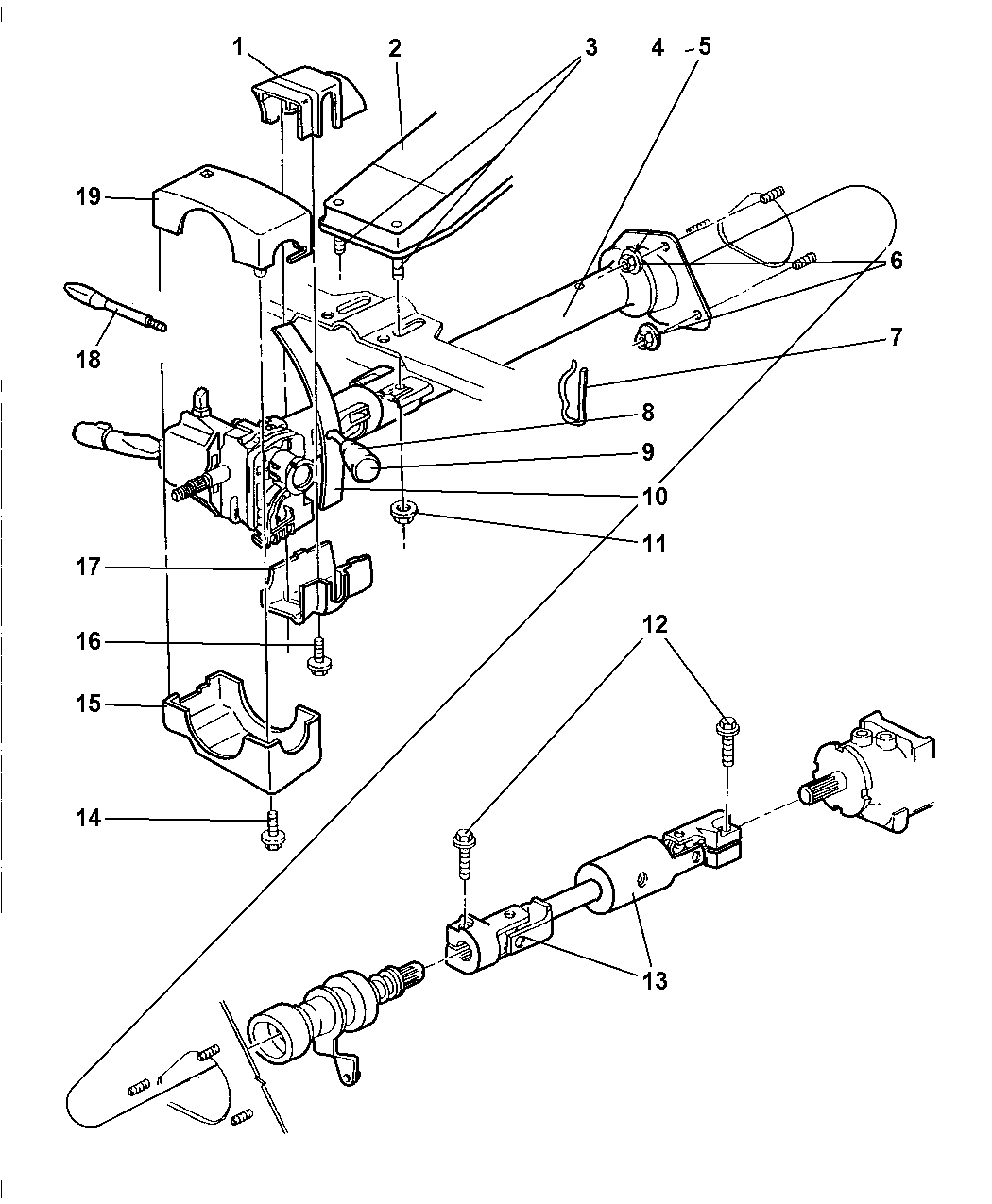 2002 Dodge Ram 2500 Regular Cab Column Steering Upper And Lower