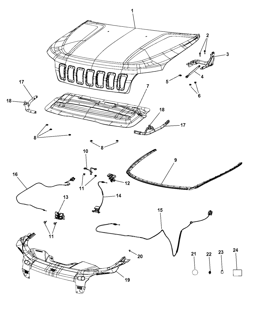 68269094AB - Genuine Mopar STOP/BUMP-HOOD