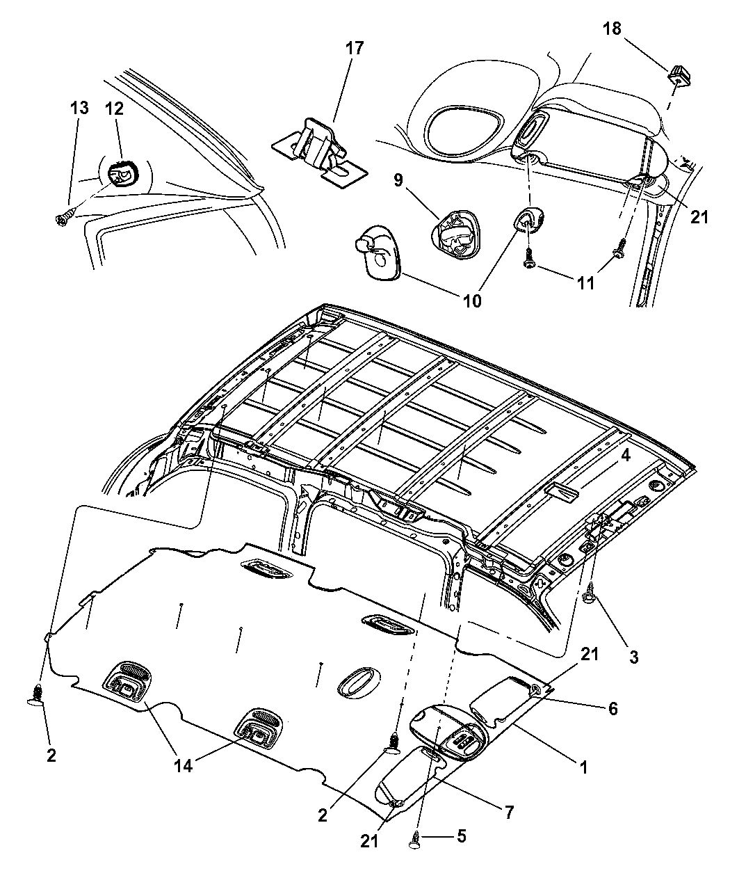 2002 Dodge Grand Caravan Headliner & Visor - Mopar Parts Giant