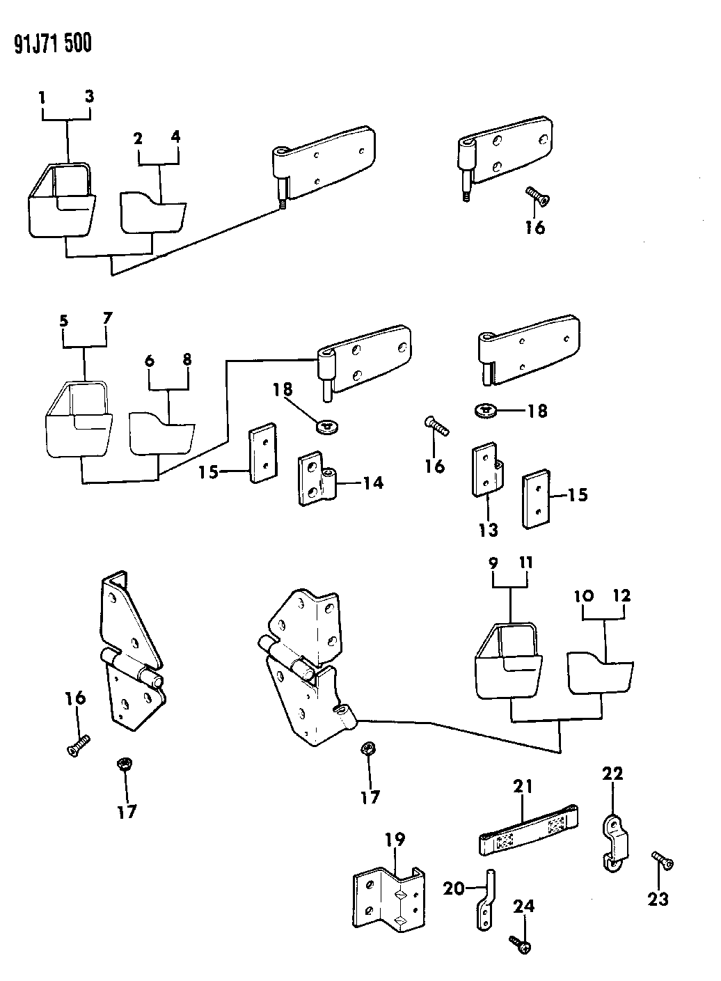 1991 Jeep Wrangler Hinges - Door - Mopar Parts Giant