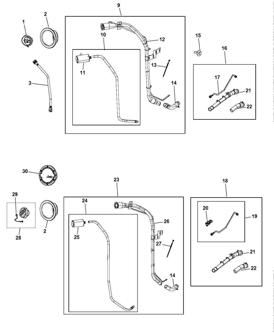 68045040AA - Genuine Mopar CAP KIT-FUEL TANK LOCKING