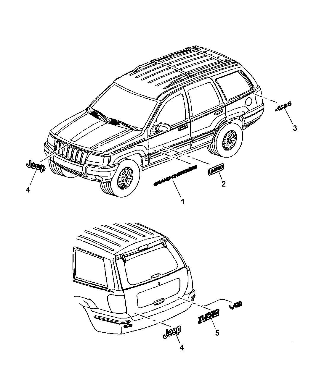 2000 Jeep Grand Cherokee Nameplates & Decals - Mopar Parts Giant