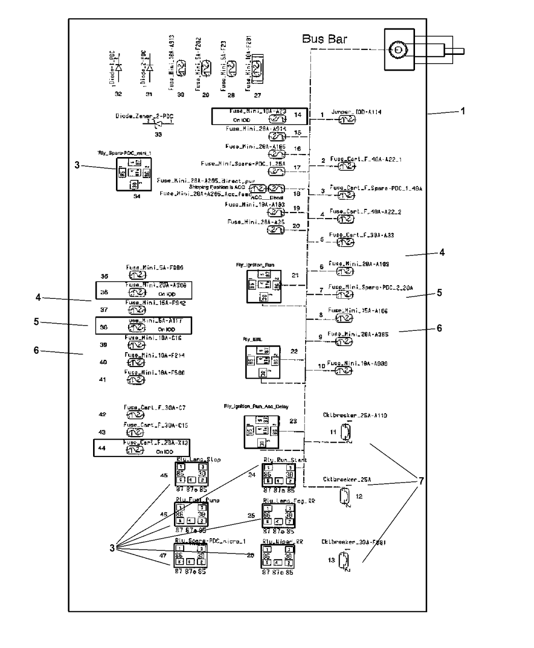 2012 Chrysler 300 Power Distribution Center, Relays & Fuses