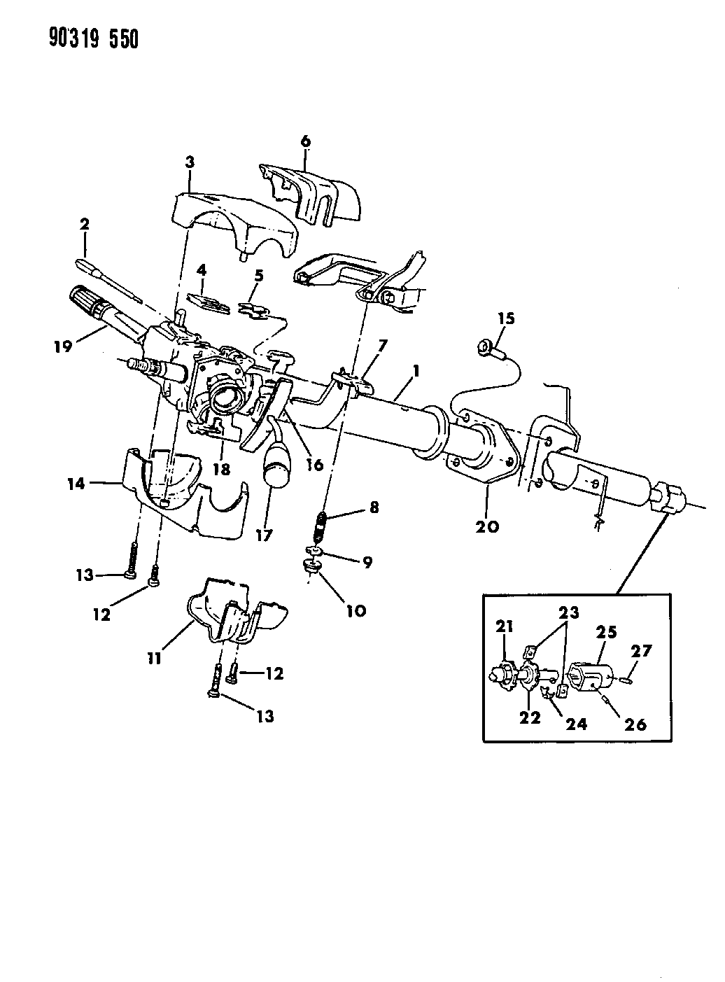 1992 Dodge Ram Van Column Steering Upper And Lower