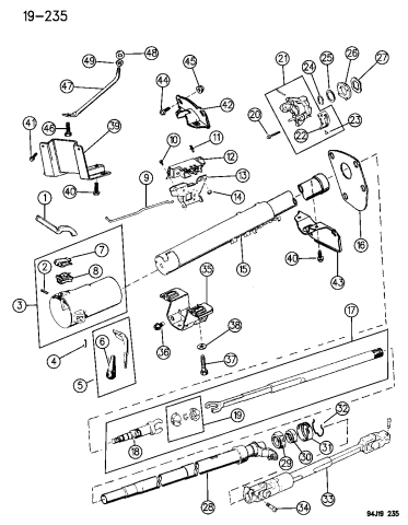 Housing - Steering Column Lower - 1995 Jeep Wrangler