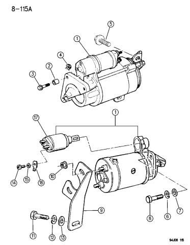 Starter & Mounting - 1996 Jeep Cherokee