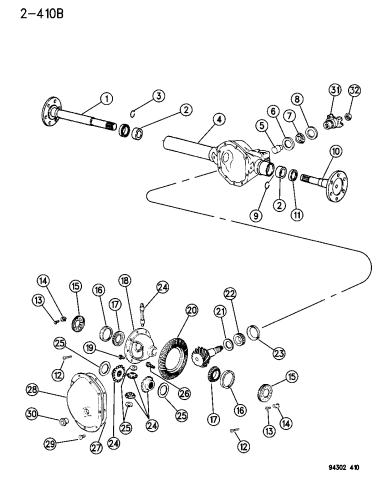 Axle Assembly, Front - 1996 Dodge Dakota