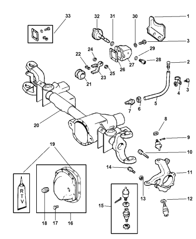 Front Axle Housing - 1999 Dodge Ram 1500 Regular Cab