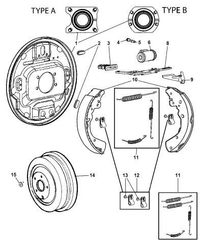 Brakes, Drum, Rear - 2006 Dodge Dakota