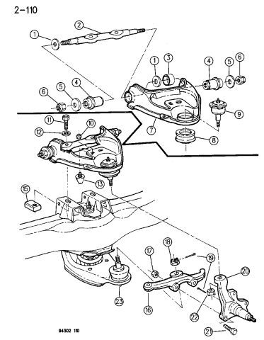 Suspension - Front Arm & Steering Knuckle Upper Control - 1996 Dodge ...