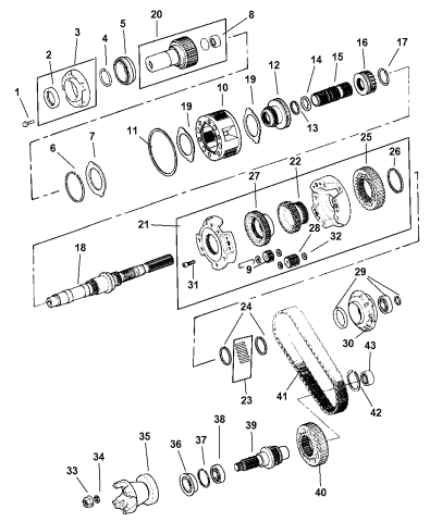 Gear Train of Transfer Case Model - 2007 Jeep Liberty