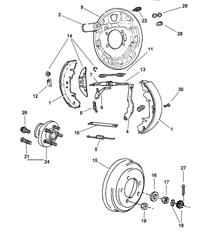 Brakes, Rear Drum - 1998 Dodge Caravan