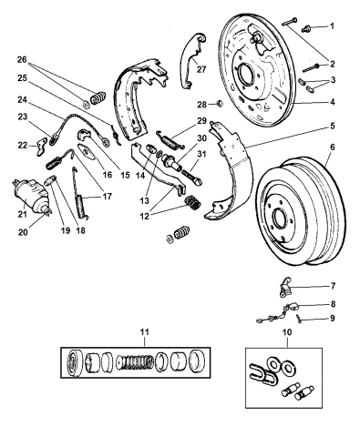 Rear Drum Brakes - 1999 Jeep Wrangler