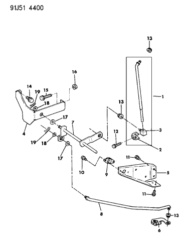 Controls, Shift, Lower - 1991 Jeep Wrangler