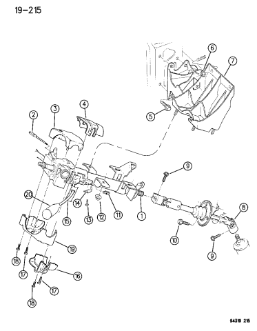 Column, Steering Upper And Lower - 1995 Dodge Ram Van