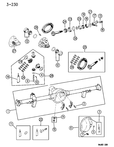 Housing & Differential, Rear Axle - 1995 Jeep Wrangler