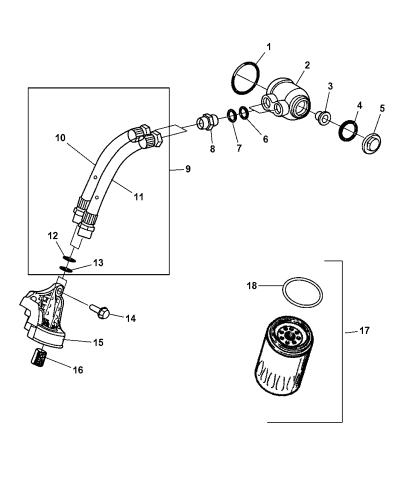 2003 Jeep Liberty Engine Oil Filter Adapter Lines