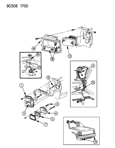 Lamps & Wiring (Front End) - 1992 Dodge Dakota