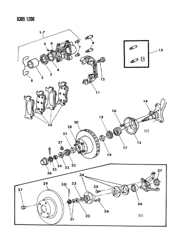 Brakes, Front Disc - 1988 Dodge Dakota