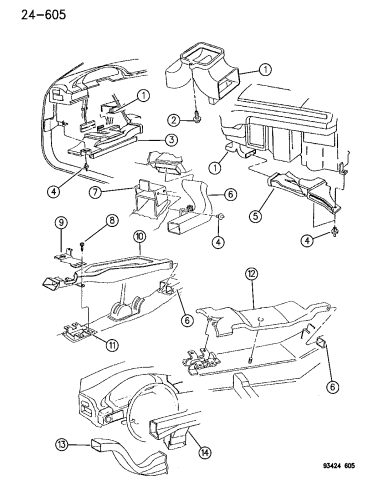 1996 Chrysler Lhs Air Distribution Ducts Mopar Parts Giant