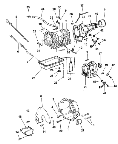 Case & Related Parts of Automatic Transmission - 2001 Jeep Cherokee