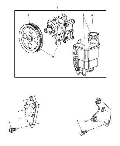 Power Steering Pump & Mounting - 2005 Dodge Ram 2500