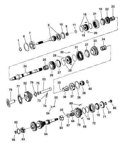 Gear Train Of Manual Transmission - 1999 Jeep Wrangler