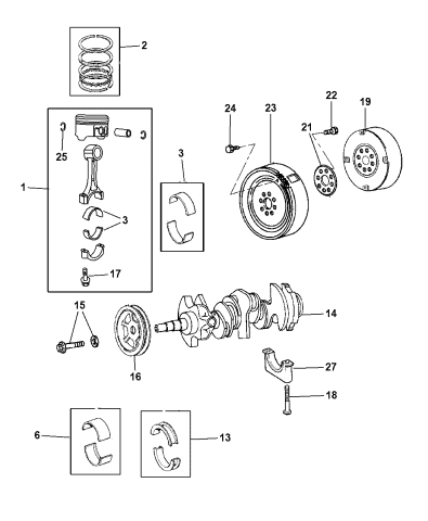 Crankshaft, Piston & Torque Converter - 2006 Dodge Magnum