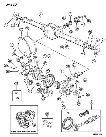 Axle, Rear, With Differential And Carrier - 1994 Dodge Dakota