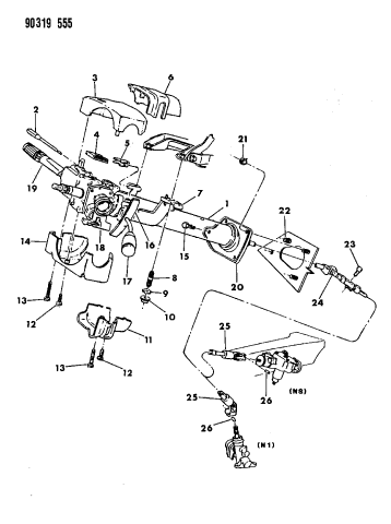 1993 Dodge Dakota Column Steering Upper And Lower