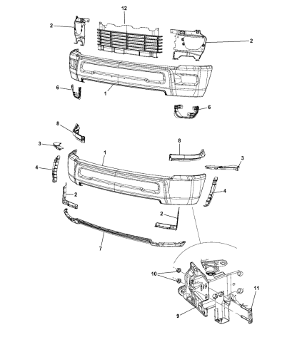 1HH70TZZAD - Genuine Mopar CAP-FRONT BUMPER UPPER