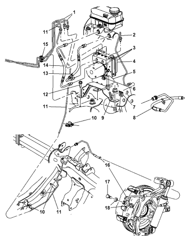 HCU, Lines And Hoses, Front Brake - 2007 Dodge Durango