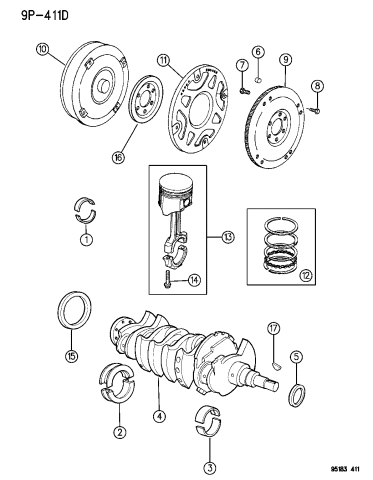 1995 Dodge Neon Crankshaft Piston Torque Converter