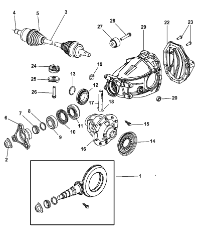 Housing & Differential With Internal Parts And Axle Shafts - 2005 ...