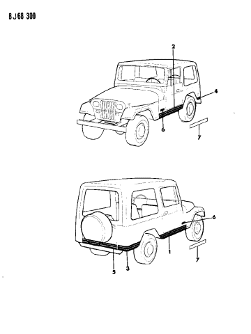 Decals, Exterior - 1989 Jeep Wrangler