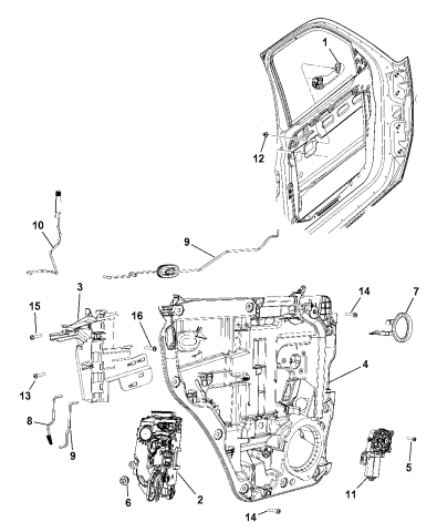 Rear Door - Hardware Components - 2012 Jeep Liberty